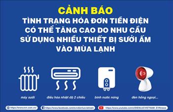 Cảnh báo tình trạng hóa đơn tiền điện có thể tăng cao do nhu cầu sử dụng nhiều thiết bị sưởi ấm vào mùa lạnh