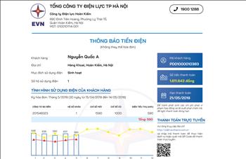 EVN chính thức sử dụng mẫu hóa đơn điện tử mới từ ngày 1/3/2020