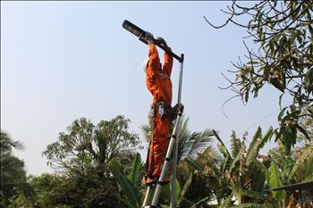 Đoàn cơ sở PC Hậu Giang tham gia thắp sáng đường quê bằng đèn năng lượng mặt trời 