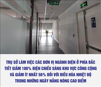 Trụ sở làm việc các đơn vị ngành Điện ở phía Bắc tiết giảm 100% điện chiếu sáng khu vực công cộng và giảm ít nhất 50% đối với điều hòa nhiệt độ trong những ngày nắng nóng cao điểm