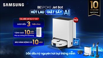 Samsung ra mắt robot hút lau giặt sấy Bespoke Jet Bot tích hợp công nghệ AI, động cơ Digital Inverter 