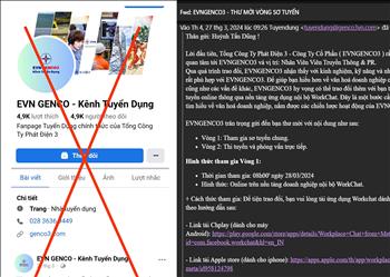 Cảnh báo hiện tượng giả danh thương hiệu, nhãn hiệu EVNGENCO3 để lừa đảo