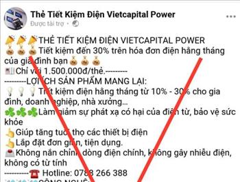 Cảnh báo về quảng cáo lừa đảo “thiết bị tiết kiệm điện”, “thẻ tiết kiệm điện thông minh”