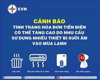 Cảnh báo tình trạng hóa đơn tiền điện có thể tăng cao do nhu cầu sử dụng nhiều thiết bị sưởi ấm vào mùa lạnh