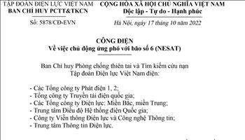 Công điện số 5878/CĐ-EVN về việc chủ động ứng phó với bão số 6 (NESAT)